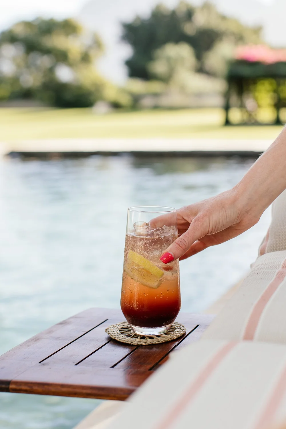 A slow drink beside the pool